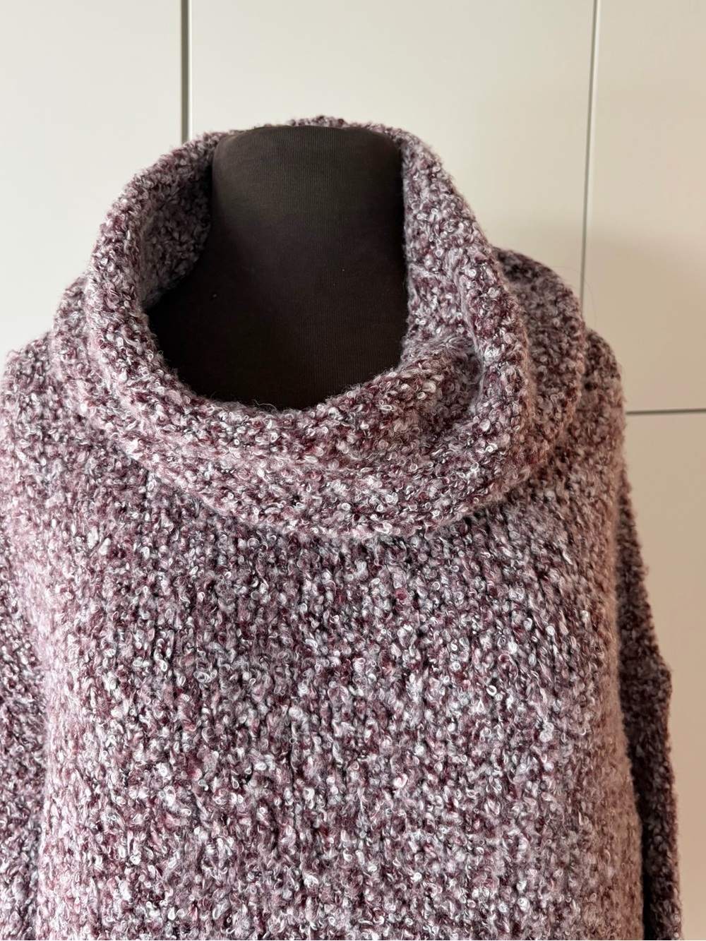 Free People BFF Cowl Neck Sweater Brown Burgundy Heathered Oversized XS - Picture 10 of 13